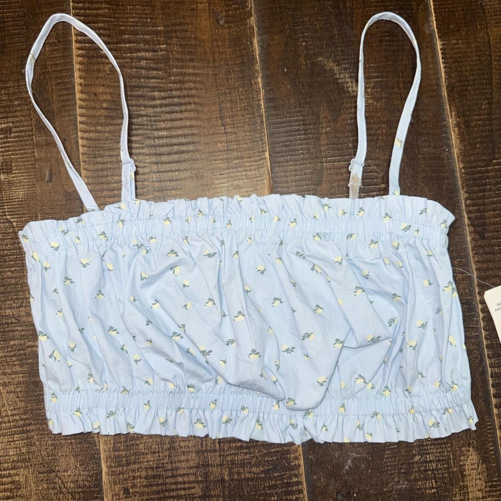 Justify Sleepwear Woven Bandeau Top Blue Floral Bandeau Top